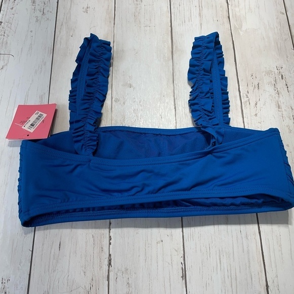 Kate Spade New York MACAW BLUE Mini Ruffle Square-Neck Bikini Swim Top S - Picture 6 of 7